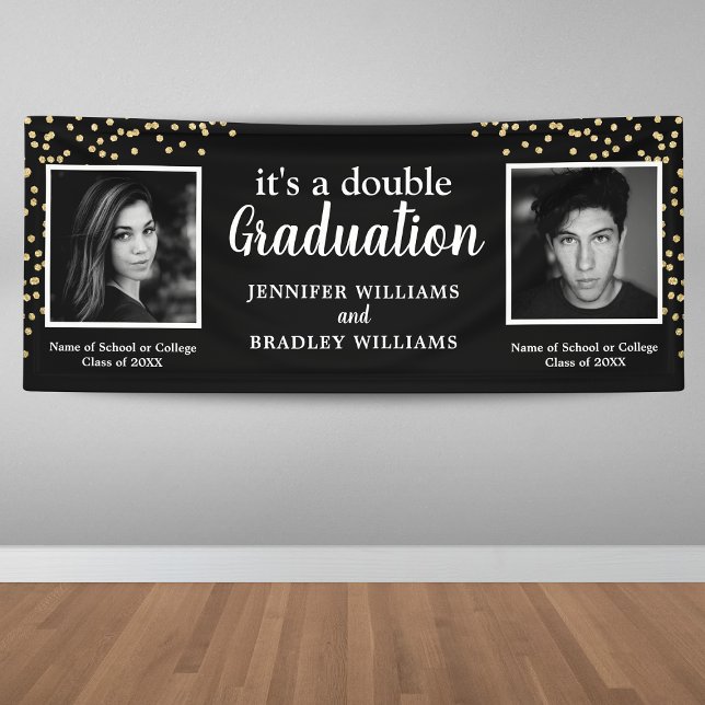 Photo Double Graduation Party Banner (Creator Uploaded)