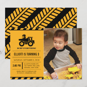 Photo Dump Truck Birthday Party Invites
