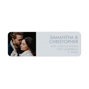 Photo Dusty Blue Wedding Return Address Label