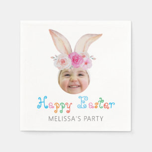Photo Easter Watercolor Bunny Napkin