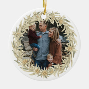 Photo Edelweiss Alpine Floral Wreath  Ceramic Ornament