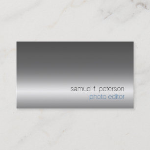 Photo Editor Bold Chrome Texture Business Card