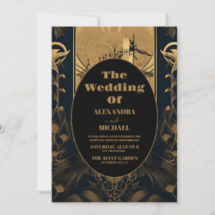 Photo Elegant Art Deco Peacocks Wedding Invitation