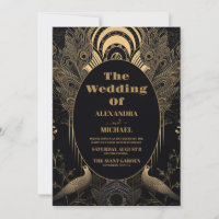 Photo Elegant Art Deco Peacocks Wedding