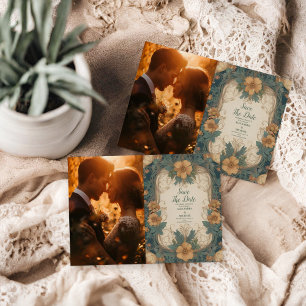 Photo Elegant Art Nouveau Floral Wedding Save The Date