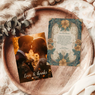 Photo Elegant Art Nouveau Floral Wedding Thank You Card