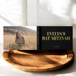 Photo Elegant Bat Mitzvah Guest Book<br><div class="desc">Introducing our Bat Mitzvah guest book,  featuring the heading "Bat Mitzvah" in elegant serif font,  beautifully in real foil. Designed in a minimalist style,  it captures the essence of your special day.</div>