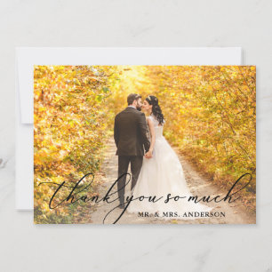 Photo Elegant Beautiful Calligraphy Wedding Thank You Card
