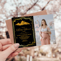 Photo Elegant Black Gold Celestial Baby Shower
