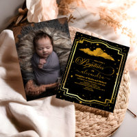 Photo Elegant Black Gold Celestial Baptism