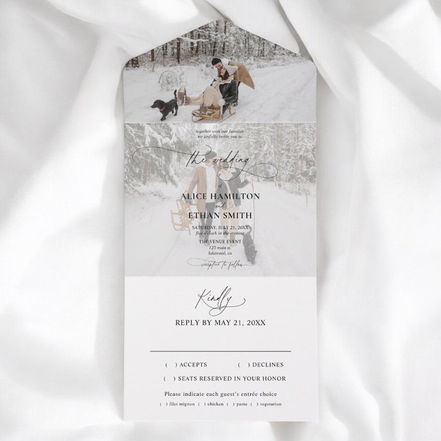 Photo Elegant Calligraphy Minimalist Wedding All In One Invitation (Creator Uploaded)