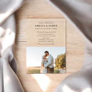 Photo Elegant Calligraphy Wedding Acrylic Invitations