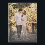 Photo Elegant Calligraphy Wedding Save the Date Magnetic Invitation<br><div class="desc">For more invitation wording options,  please see the complete elegant calligraphy collection: https://www.zazzle.com/collections/whimsical_elegant_calligraphy-119723660555986269?rf=238296117664346256

This design measures 5 x 7 inches/  12.7 x 17.8 cm and is perfect for wedding invitations. Add a matching rsvp to complete your look</div>