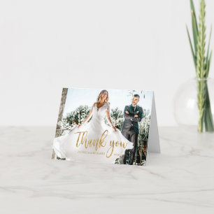 Photo Elegant Calligraphy Wedding Thank You Card