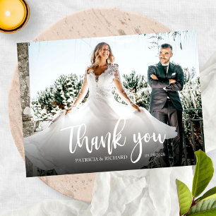 Photo Elegant Calligraphy Wedding Thank You Postcard