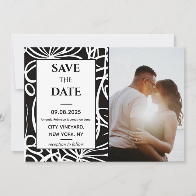 Photo Elegant Classy Wedding Save the Date Card (Front)