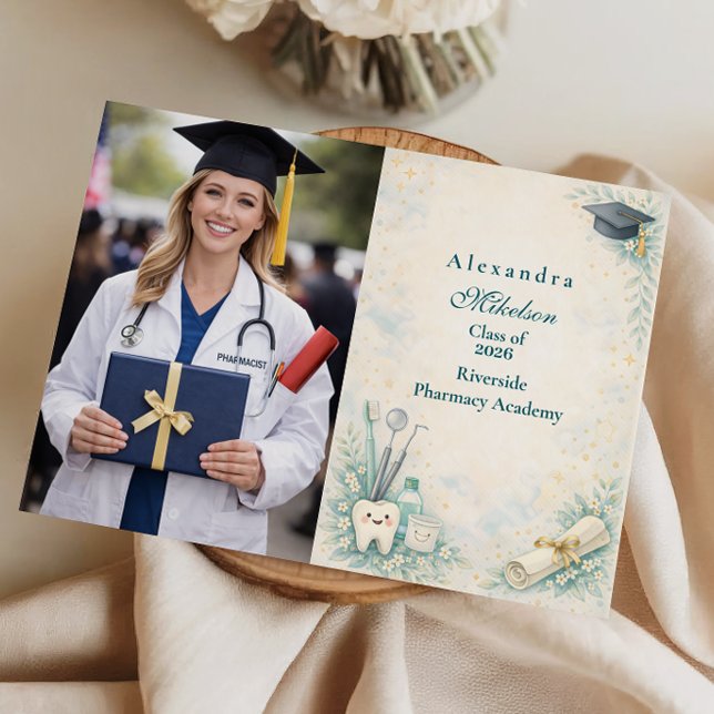 Photo Elegant Dentist White Coat Graduation Announcement (Creator Uploaded)