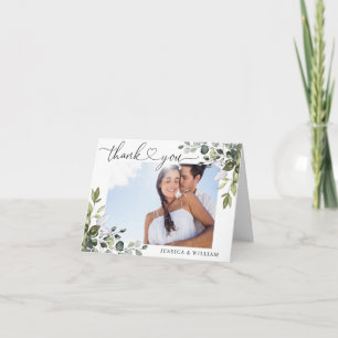 PHOTO Elegant Eucalyptus Greenery Wedding Thank You Card