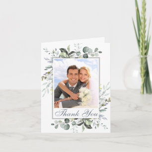 PHOTO Elegant Eucalyptus Greenery Wedding Thank You Card