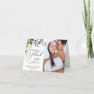 PHOTO Elegant Eucalyptus Greenery Wedding Thank You Card