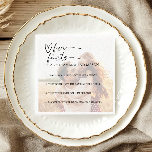 Photo Elegant Fun Facts Wedding Napkin (Photo Elegant Fun Facts Wedding Napkins)