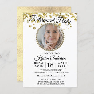 Photo Elegant Gold Glitter Retirement Party Invitation