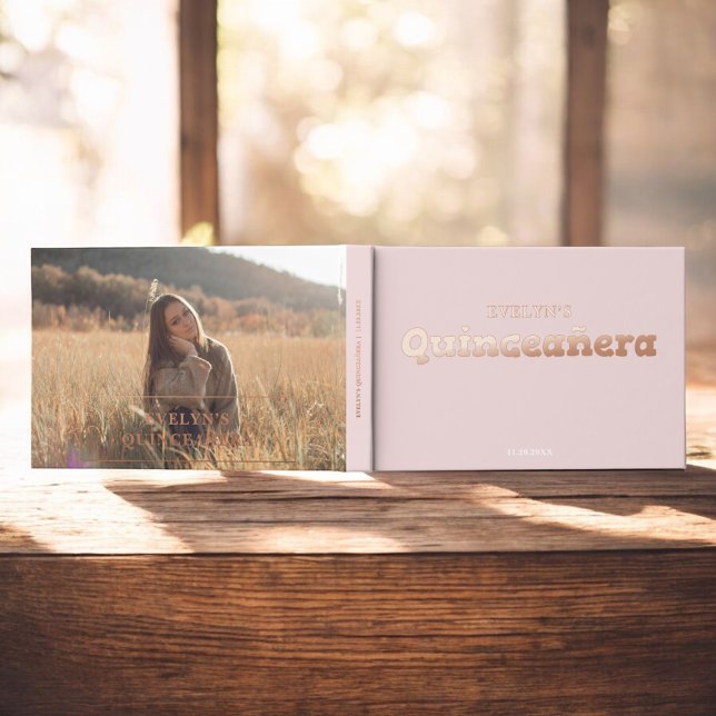 Photo Elegant Pink Birthday Quinceanera Guest Book (Creator Uploaded)