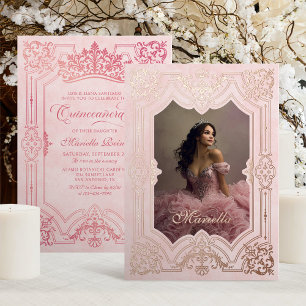 Photo Elegant Pink Crown Tiara Royal Quinceanera