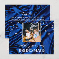 Photo Elegant Royal Blue Will You Be My Bridesmaid