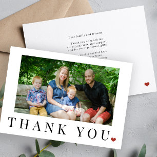 Photo elegant simple black and white thank you card