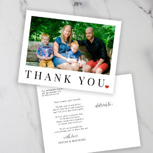 Photo elegant simple black and white thank you postcard