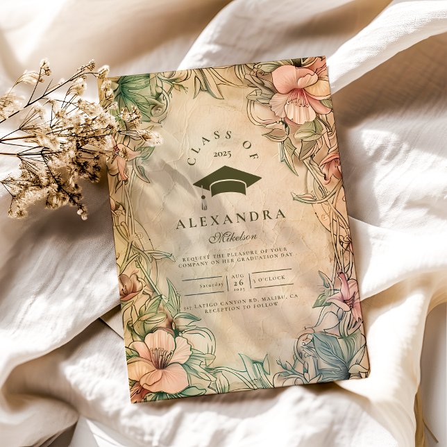 Photo Elegant Spring Wildflowers Graduation Party Invitation (Creator Uploaded)