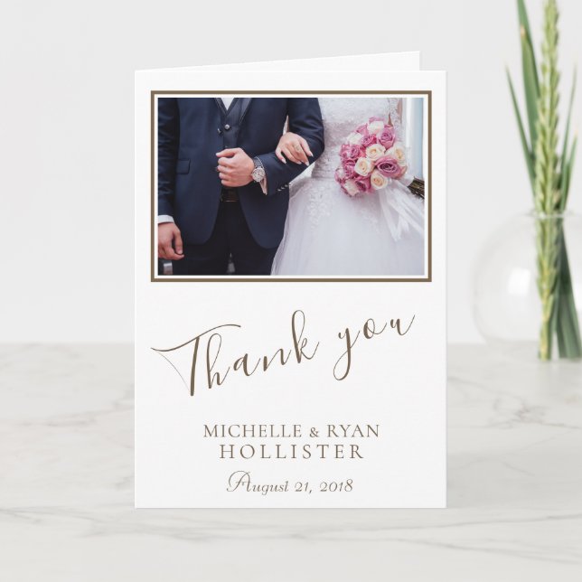 Photo Elegant Thank you Wedding Custom Photo Card (Front)