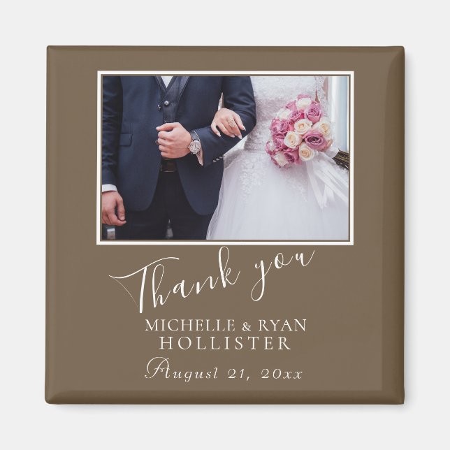 Photo Elegant Thank you Wedding Magnet (Front)