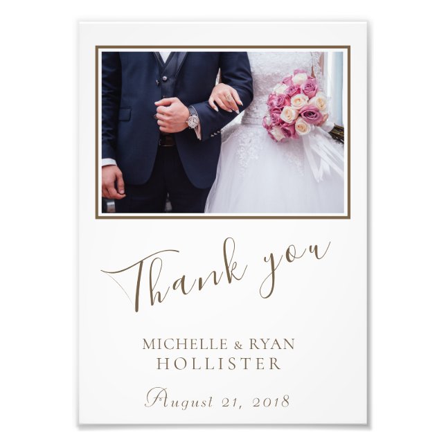 Photo Elegant Thank you Wedding Photo Print (Front)