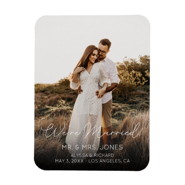 Photo Elegant Typography Wedding Vertical 2 Magnet (Vertical)