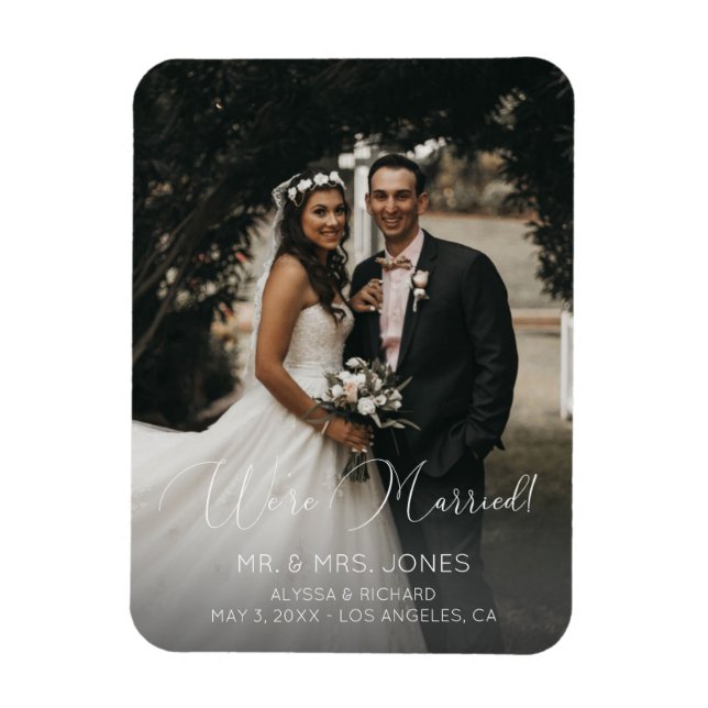 Photo Elegant Typography Wedding Vertical 3 Magnet (Vertical)