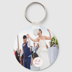 Photo Elegant Wedding  Monogram Key Ring