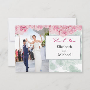 Photo Elegant Wedding Pink Thank You Postcard