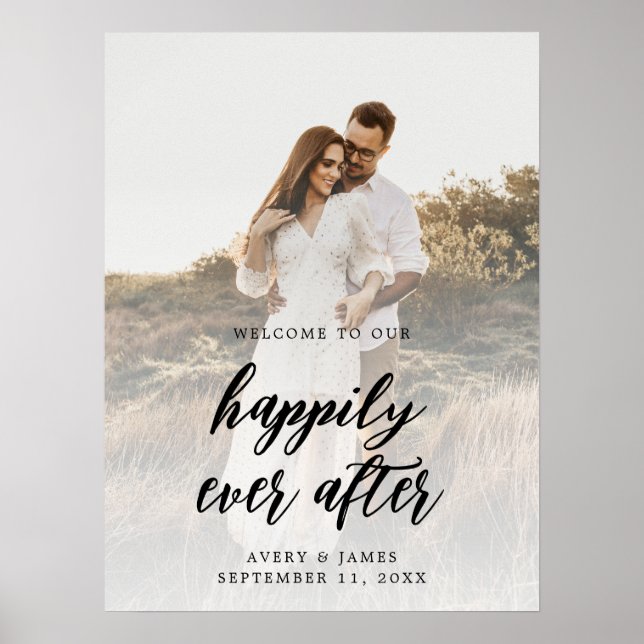 Photo Elegant Wedding Welcome Poster (Front)