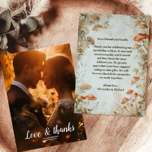 Photo Elegant Woodland Mushroom Fern Wedding Thank You Card