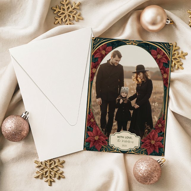 Photo Emerald Baroque Christmas Holiday Card (Creator Uploaded)