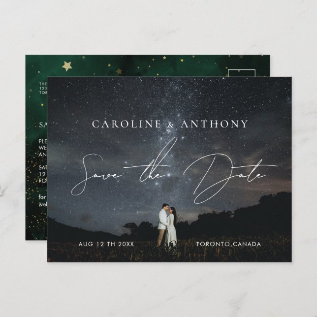 Photo Emerald Green Black Magical  Postcard (Front/Back)