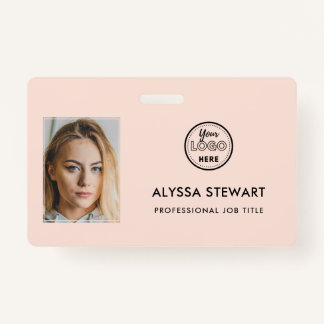 Photo Employee Business ID Blush Pink Staff Name ID Badge