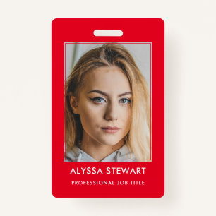 Photo Employee Business ID Red Staff Name ID Badge