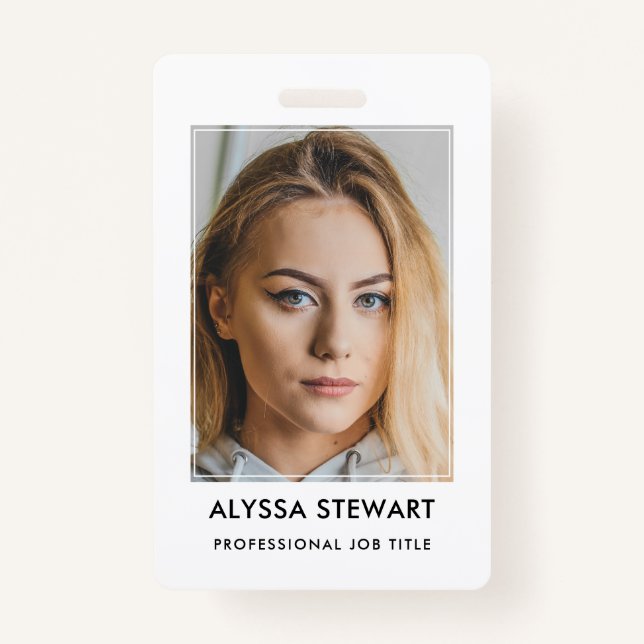 Photo Employee Business ID White Staff Badge ID Badge (Front)