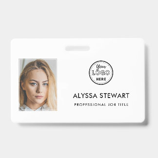 Photo Employee Business ID White Staff Name Badge