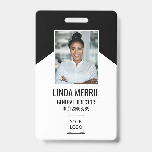 Photo Employee Company Logo  Security BLACK ID Badge