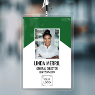 Photo Employee Company Logo  Security GREEN ID Badge