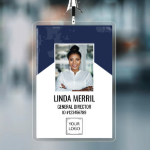 Photo Employee Company Logo Security NAVY ID Badge